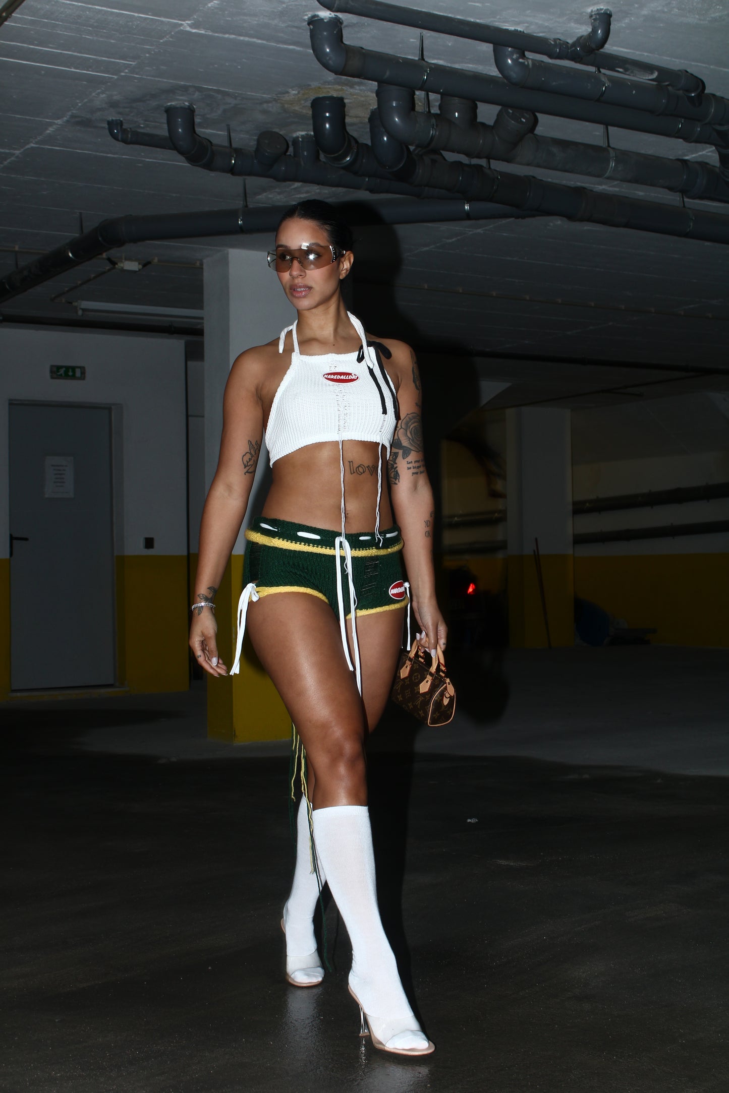 Green Knitted Mini Shorts