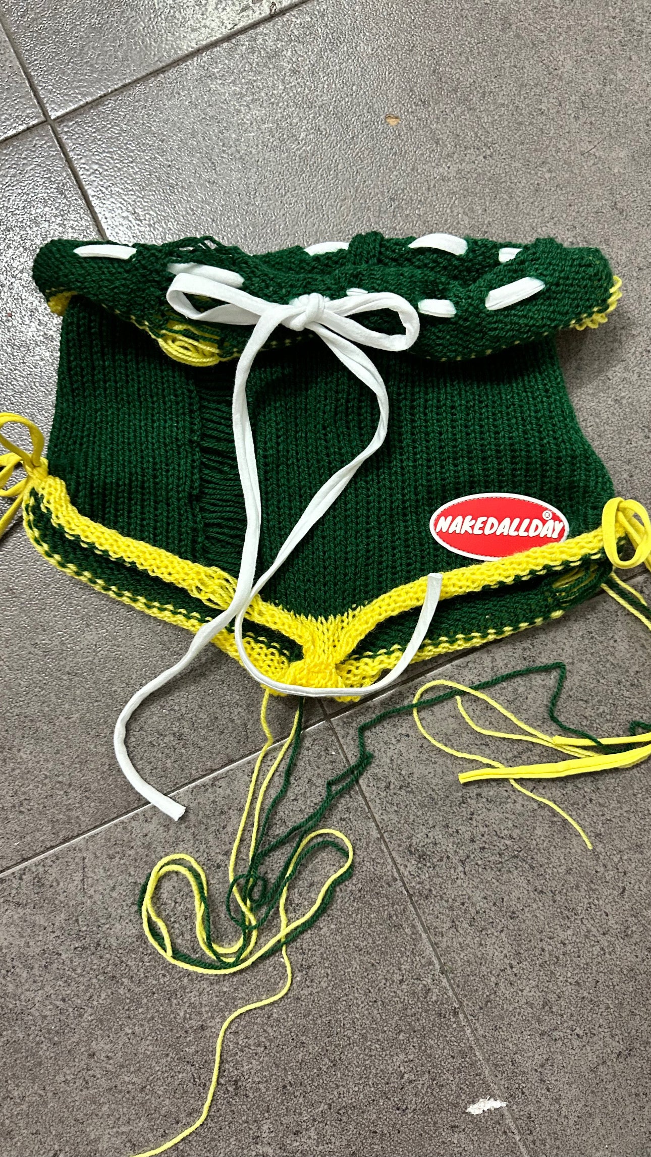 Green Knitted Mini Shorts