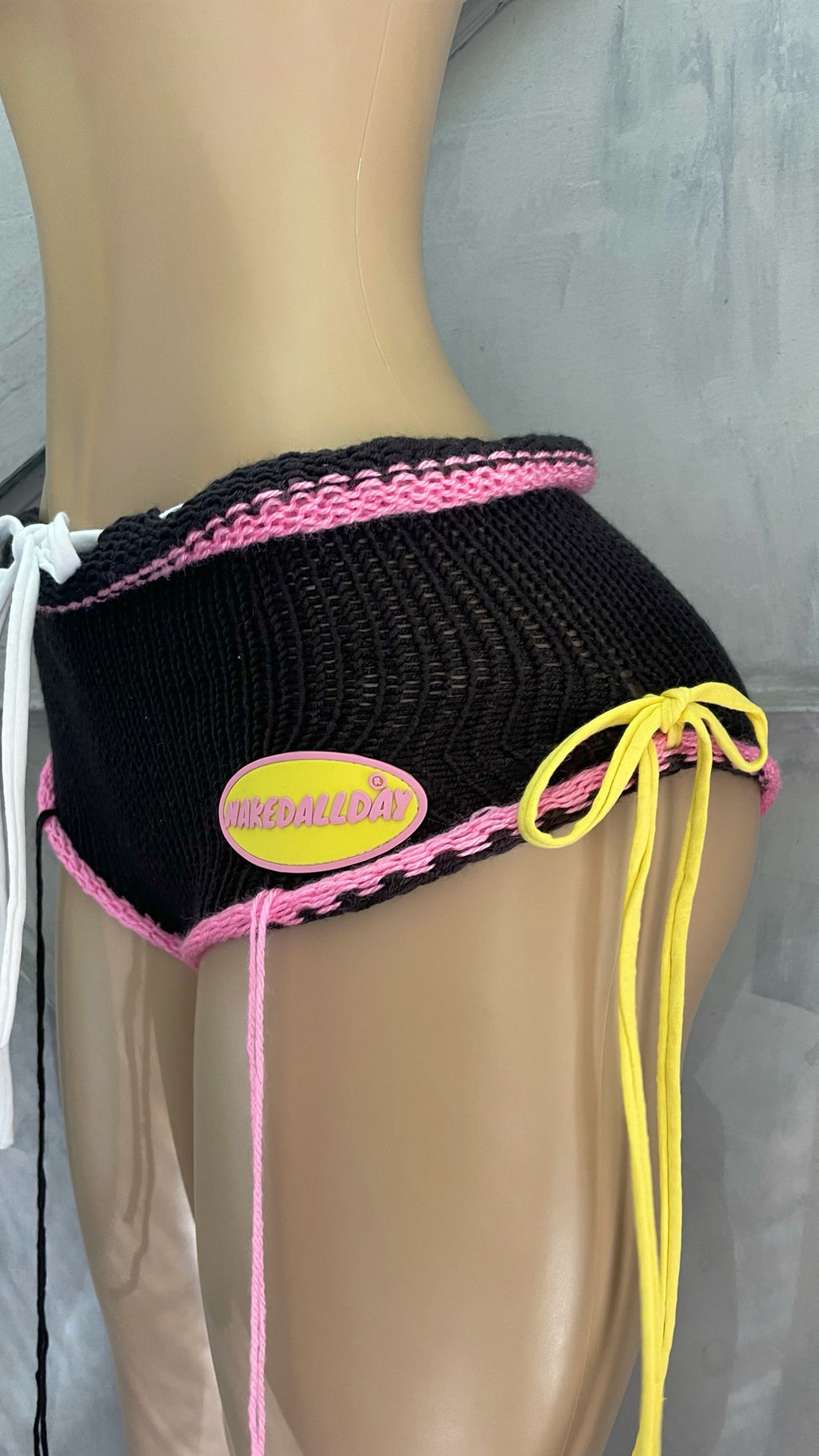 Black Knitted Mini Shorts