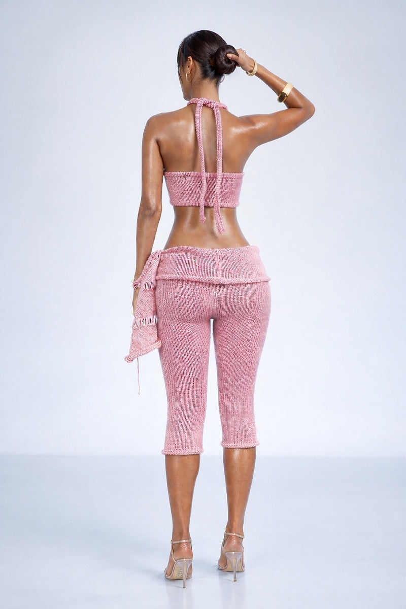 2 PIECE KNIT SET- BABY PINK