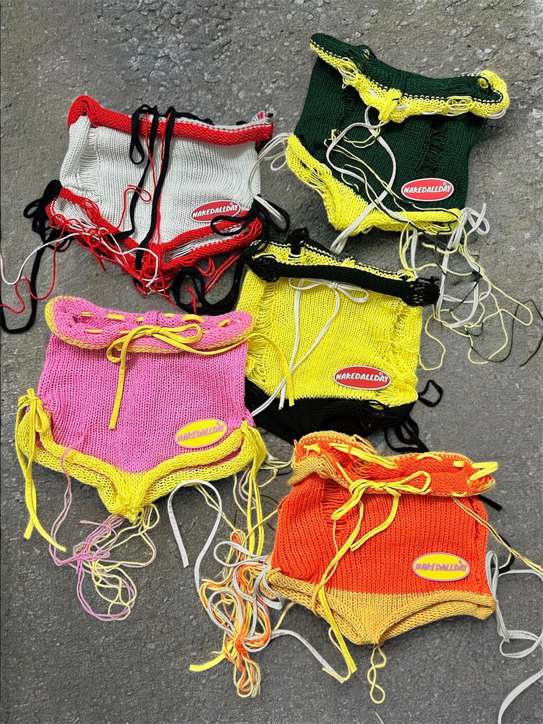 Yellow Knitted Mini Shorts