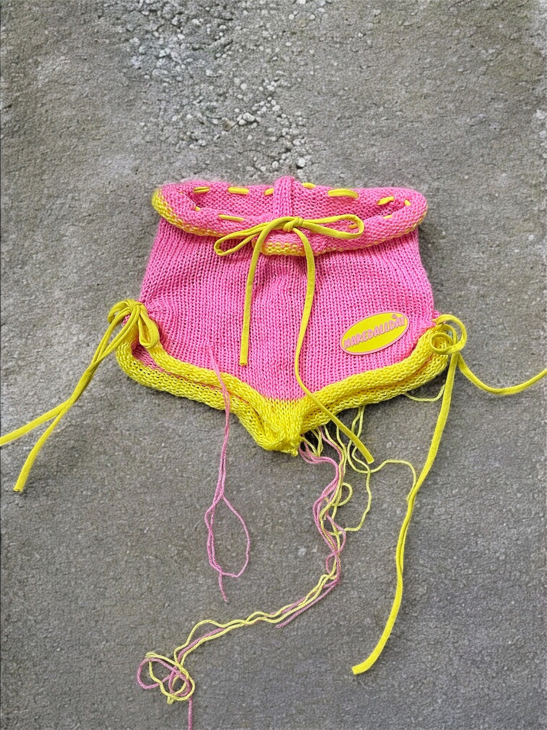 Pink Knitted Mini Shorts