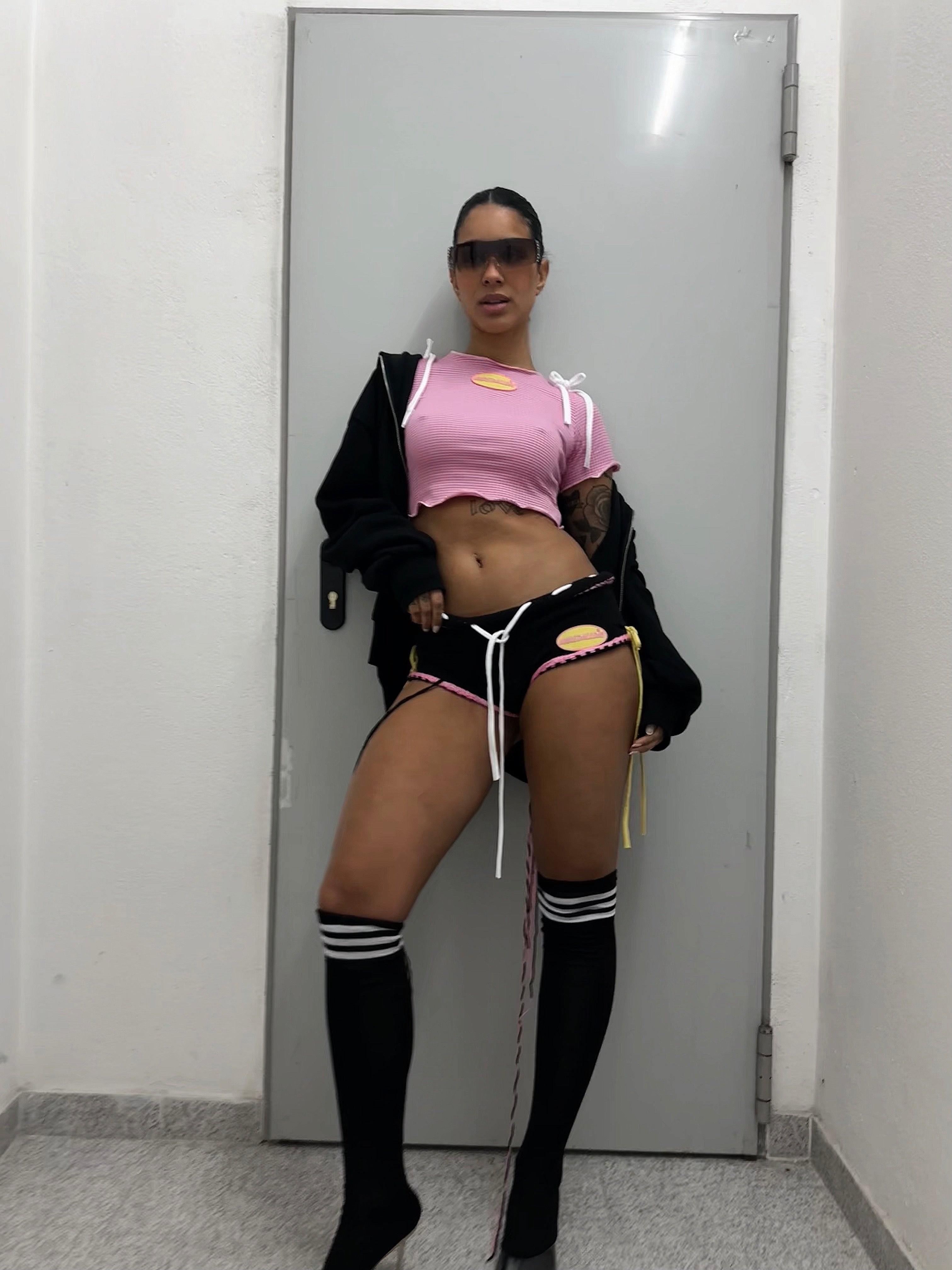 Black Knitted Mini Shorts