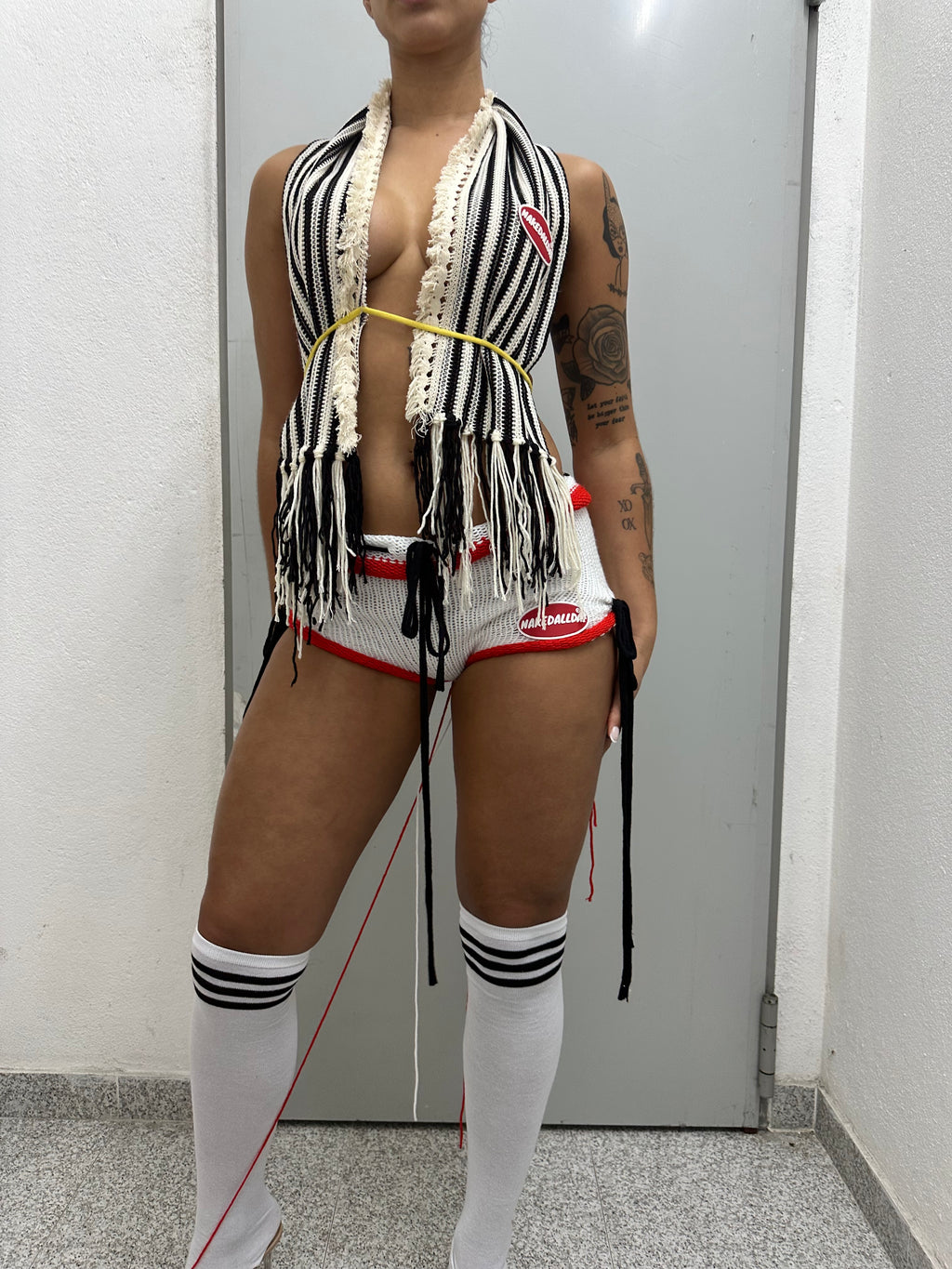 White Knitted Mini Shorts