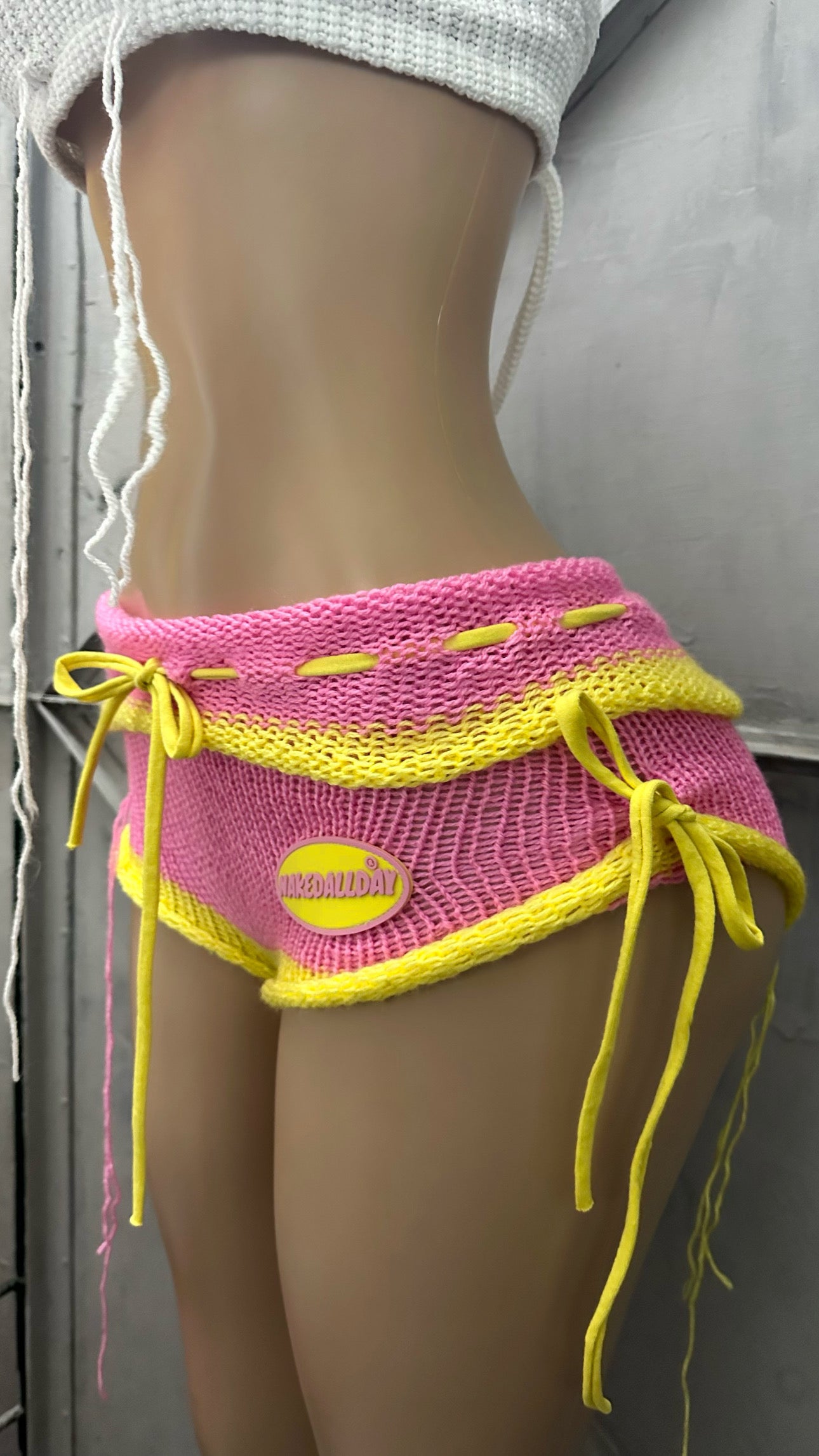 Pink Knitted Mini Shorts