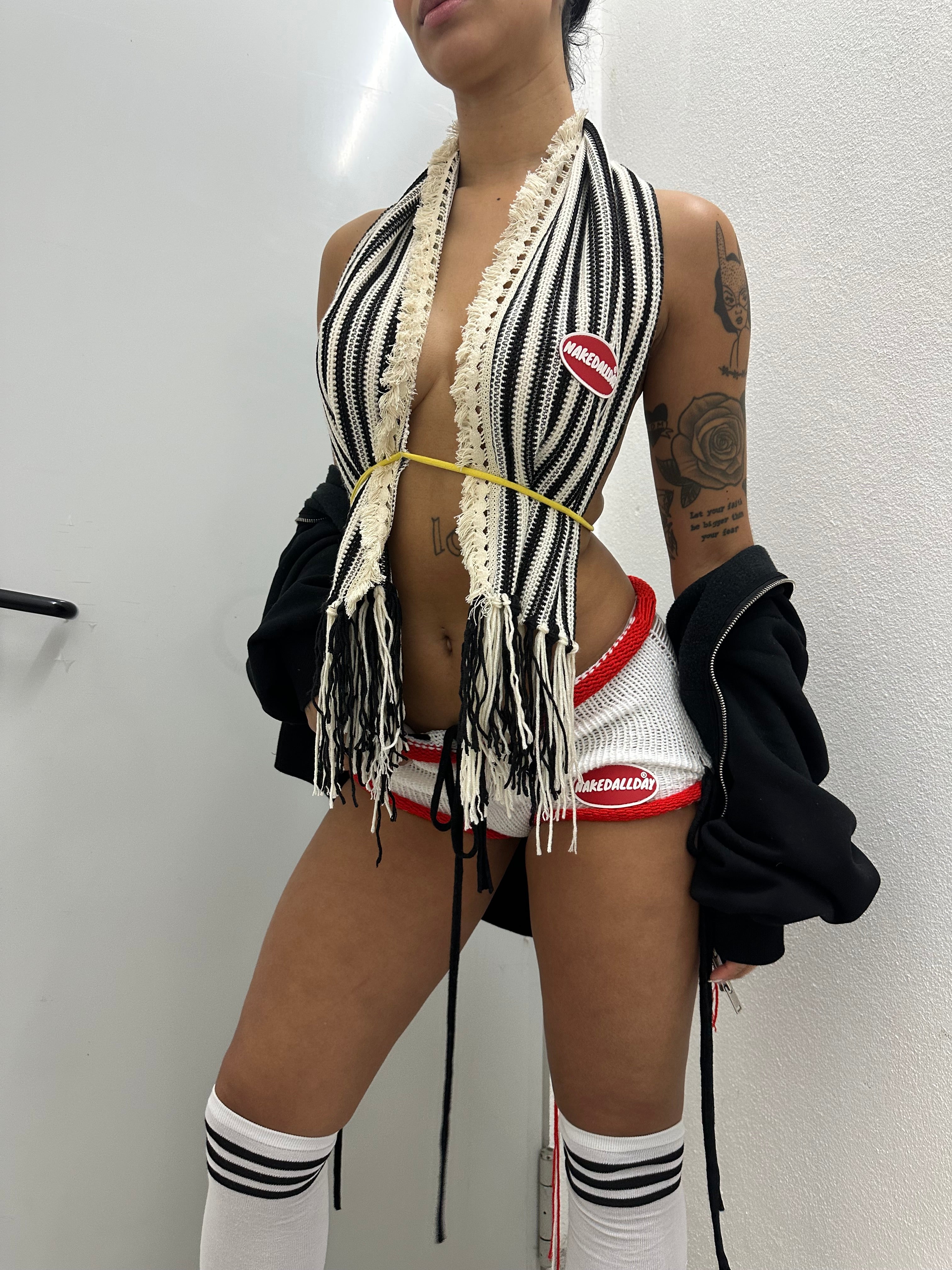 White Knitted Mini Shorts