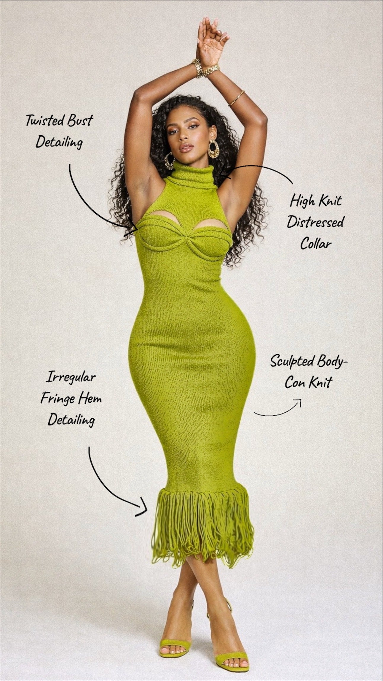 GREEN SCULPTED KNIT DRESS