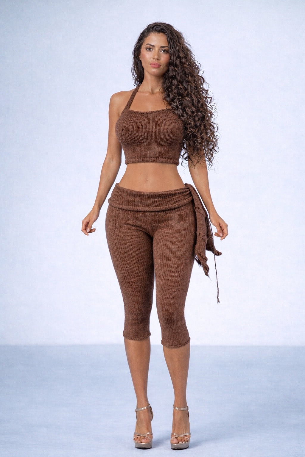 2 PIECE KNIT SET- CHOCOLATE BROWN