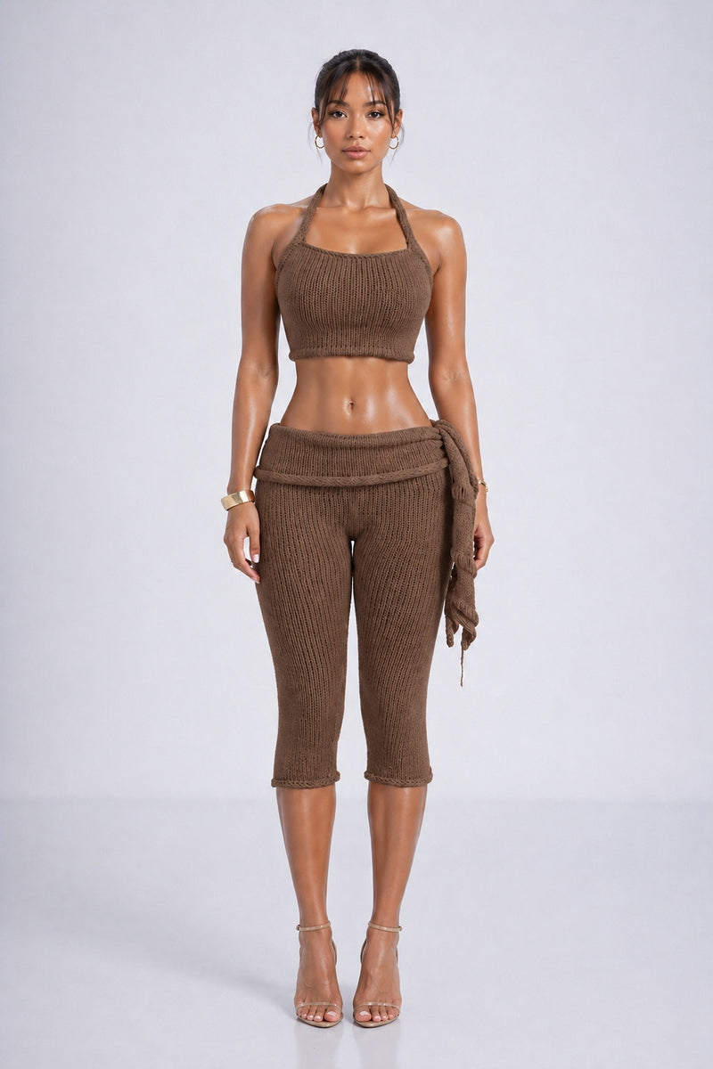 2 PIECE KNIT SET- CHOCOLATE BROWN