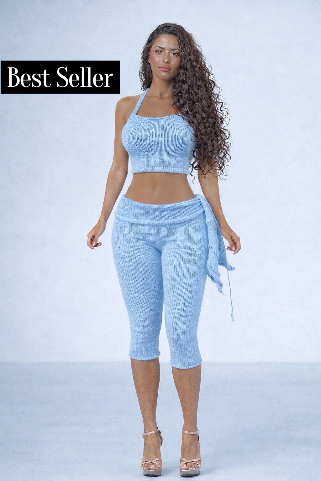 2 PIECE KNIT SET- SKY BLUE