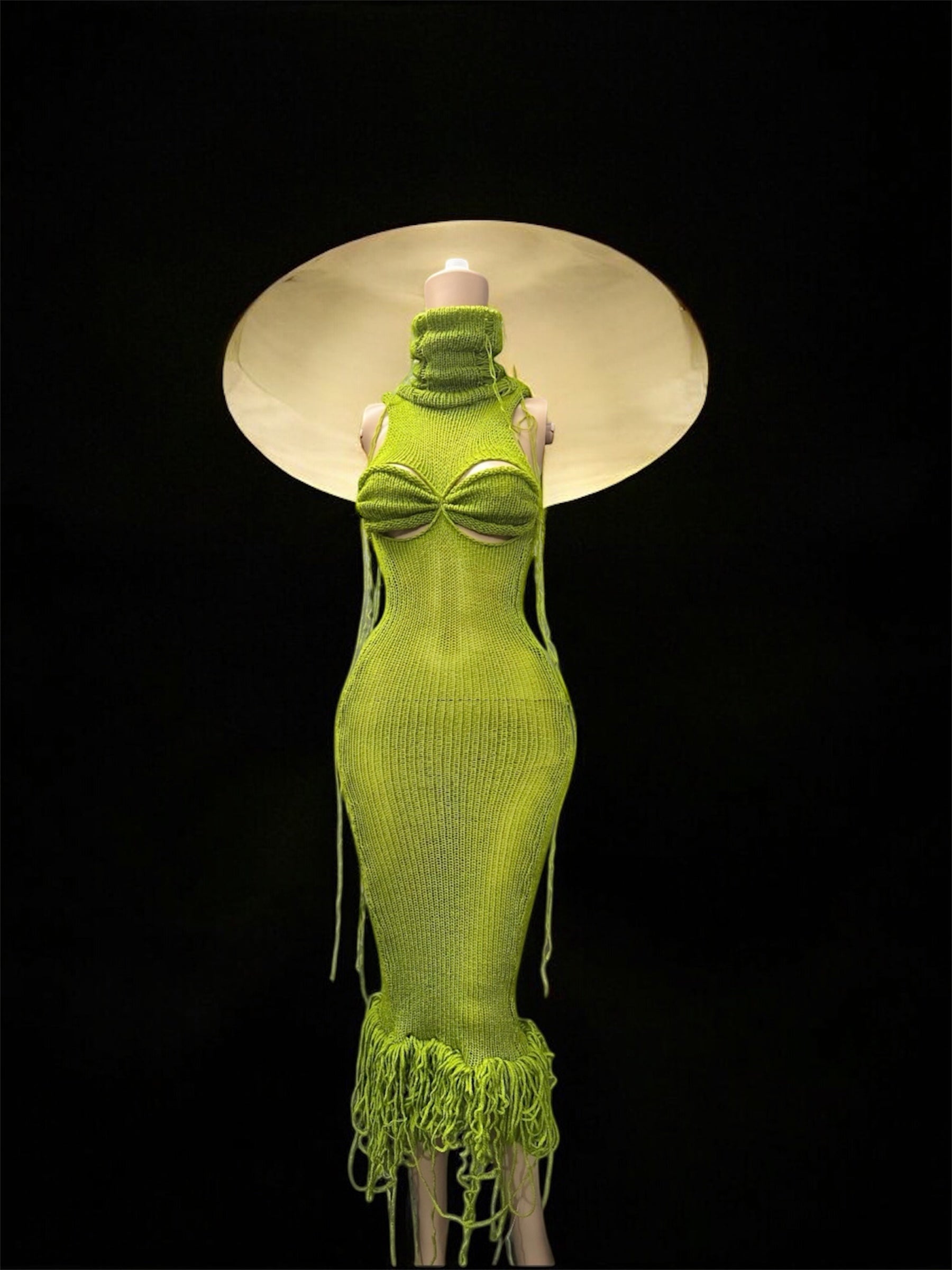 GREEN SCULPTED KNIT DRESS