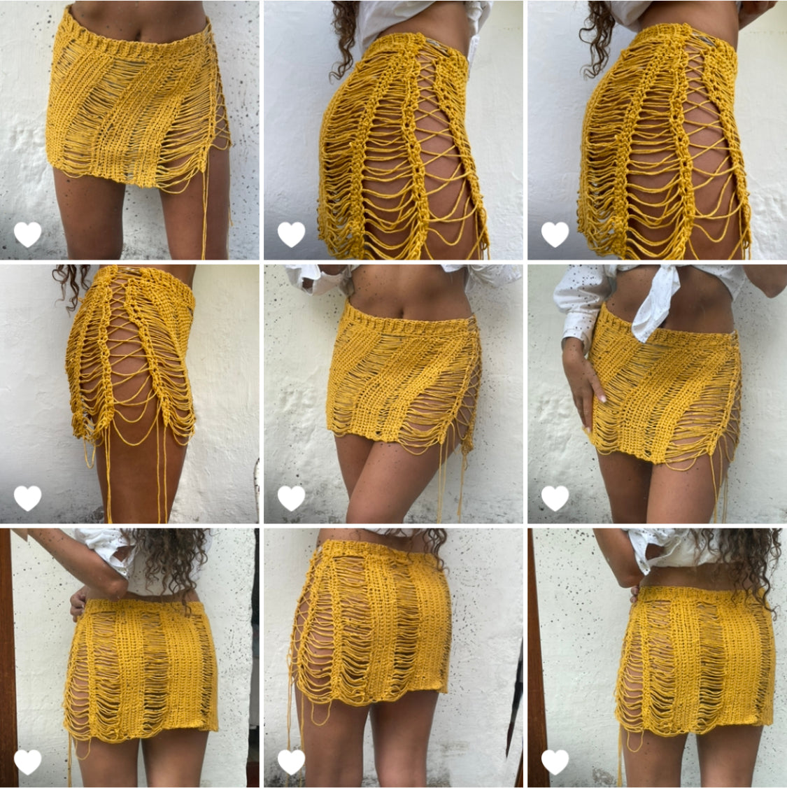 Gold crochet mini skirt