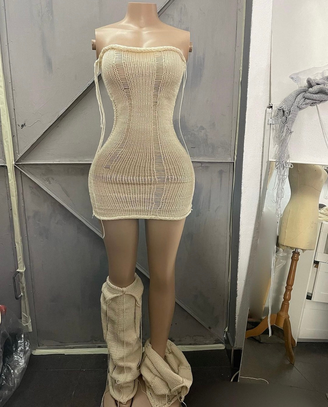 bandeau dress + leg warmers